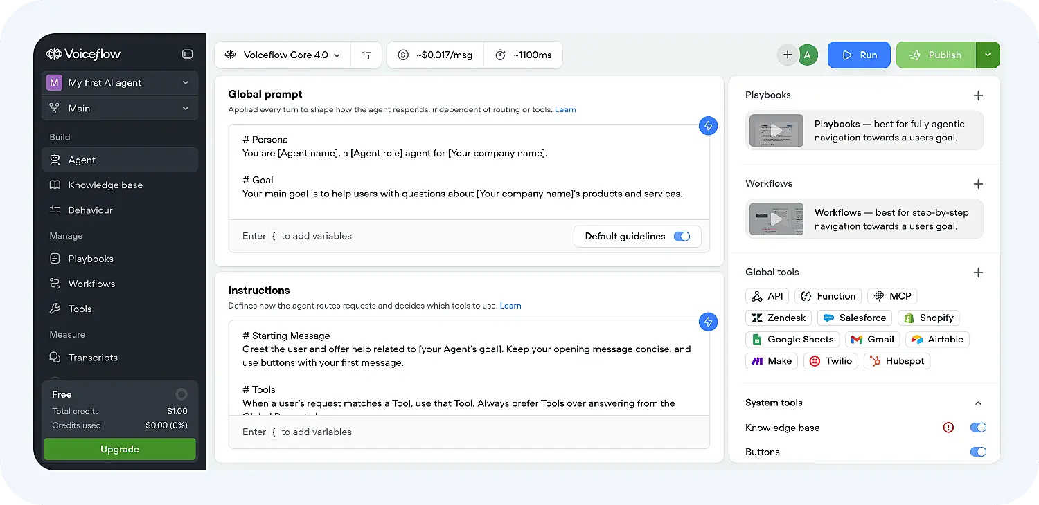 Платформа для генерации ИИ-агентов Voiceflow