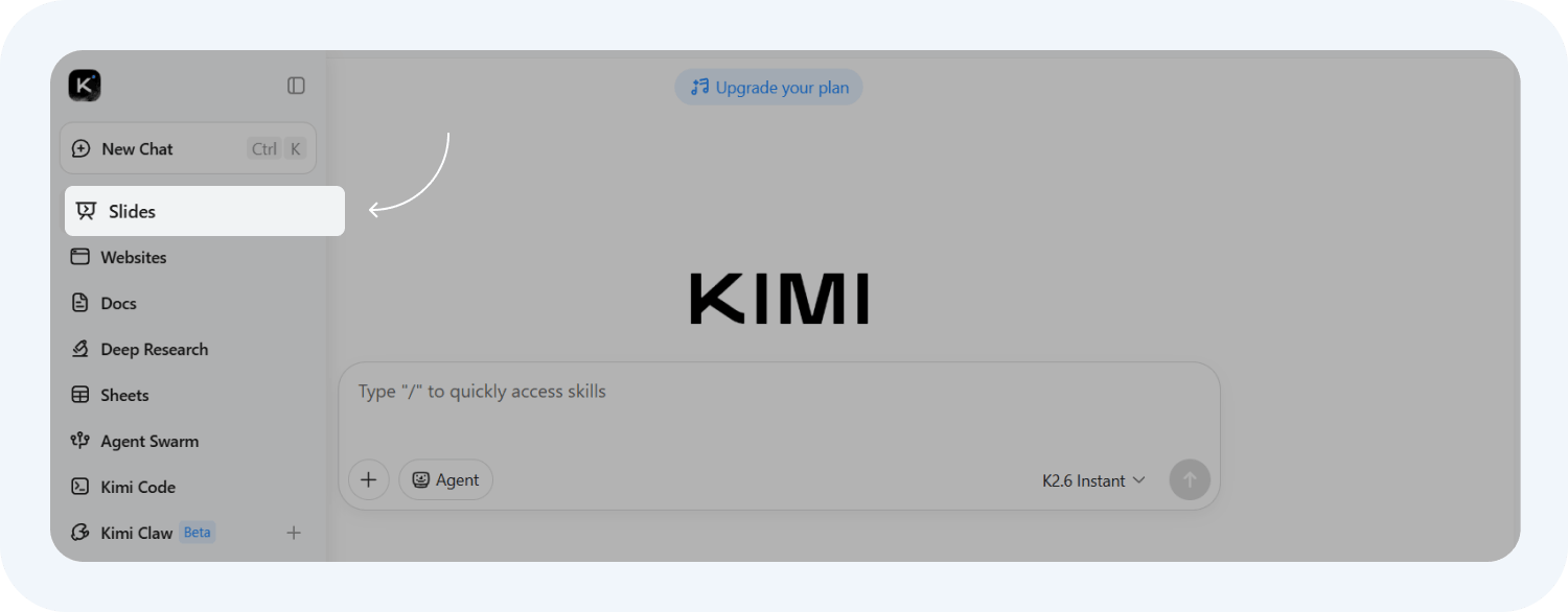Режим Slides в нейросети для презентаций Kimi