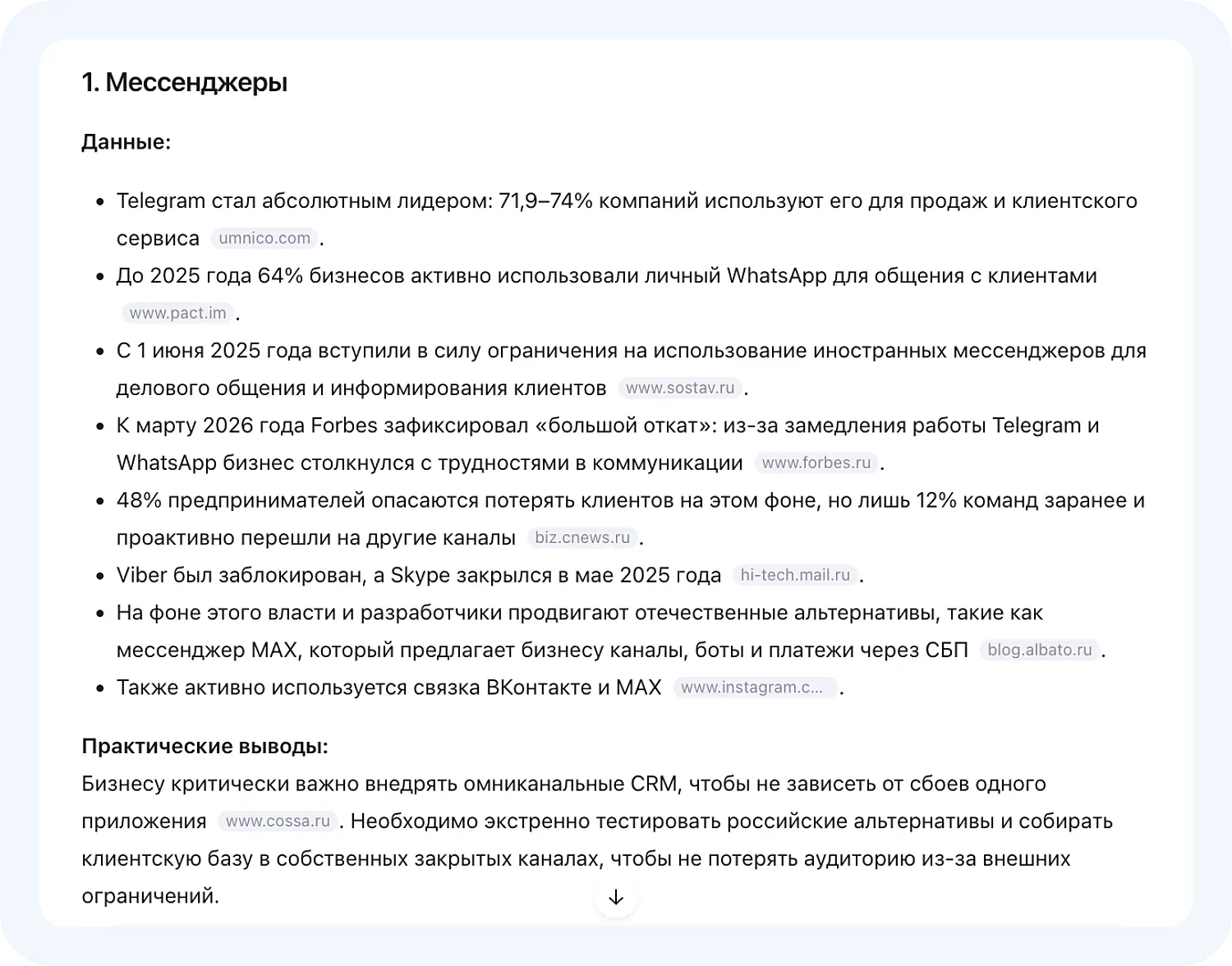 Результат глубокого исследования с помощью Qwen AI