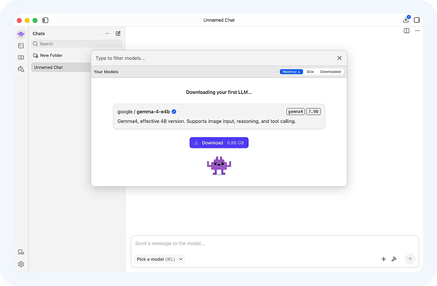 Интерфейс приложения для ПК LM Studio