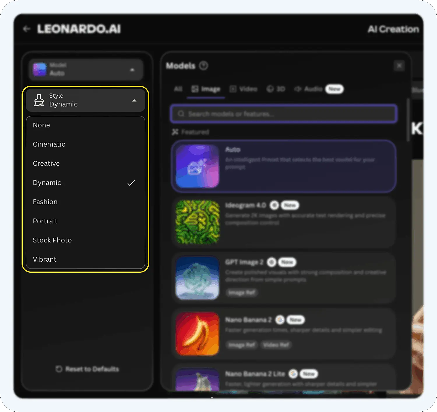 Стили для генерации картинок в сервисе Leonardo Ai