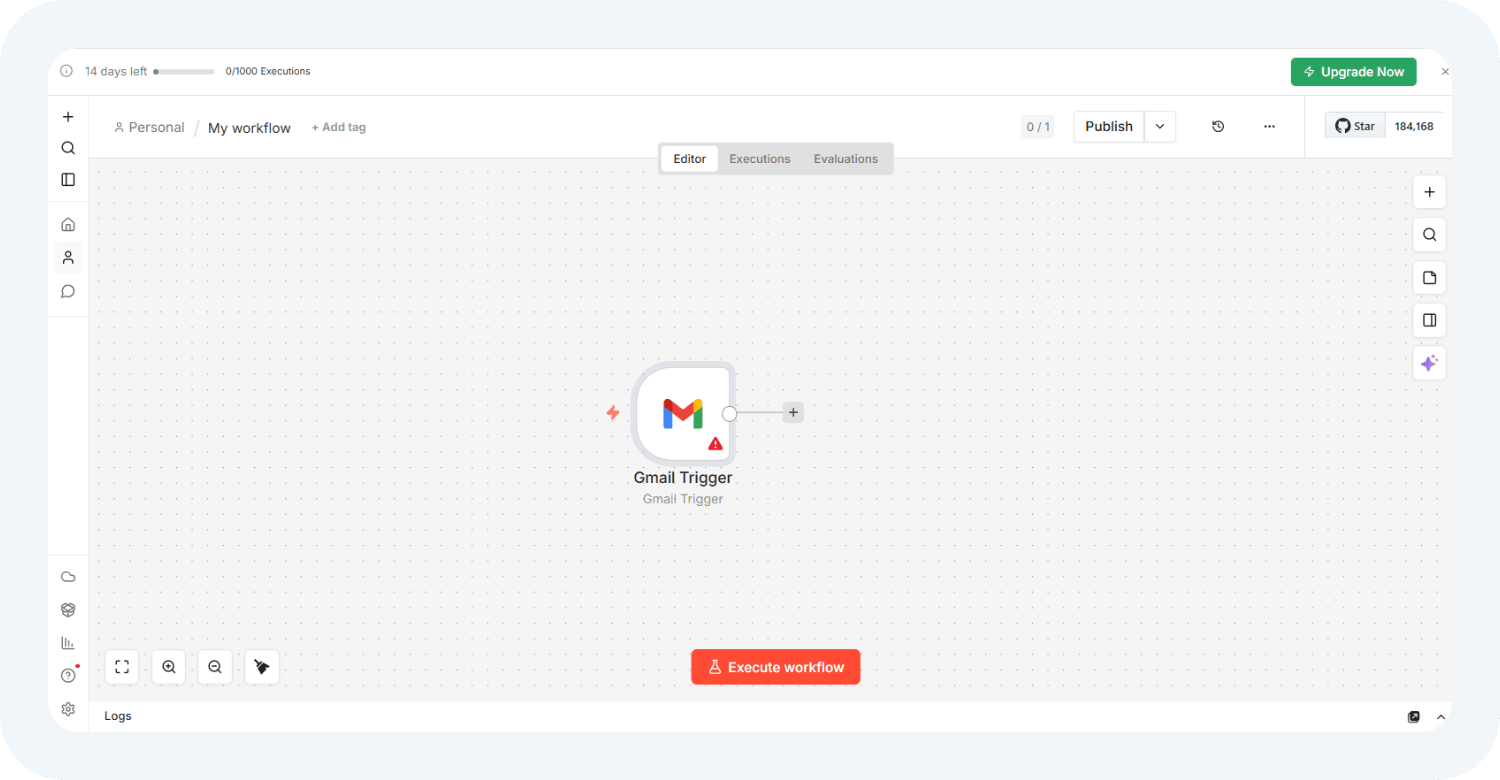 Выбор триггера в сервисе для автоматизации n8n 