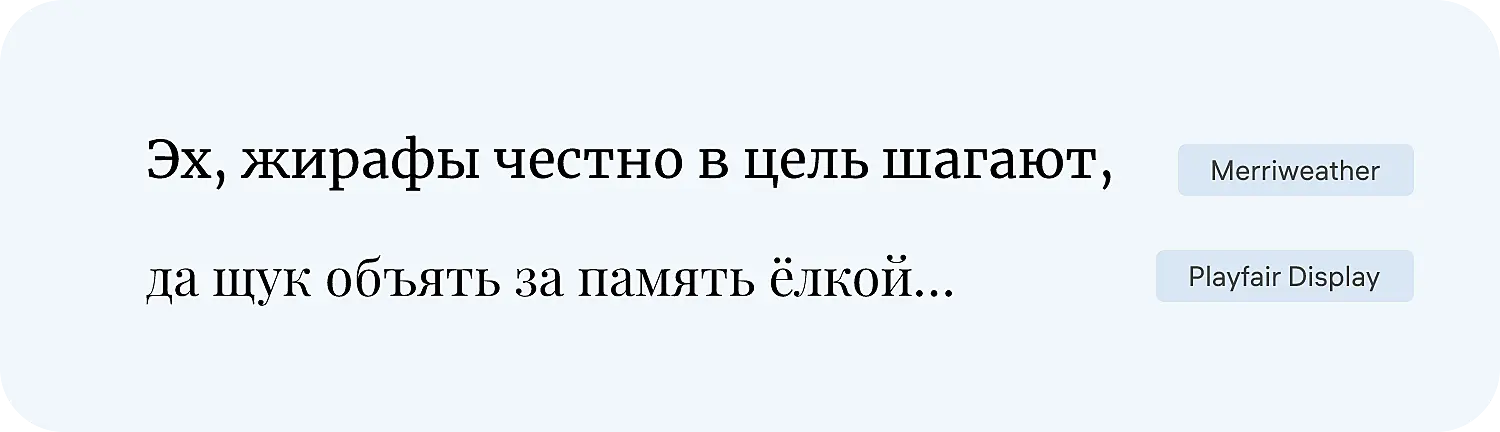 Шрифты для сайта Merriweather и Playfair Display